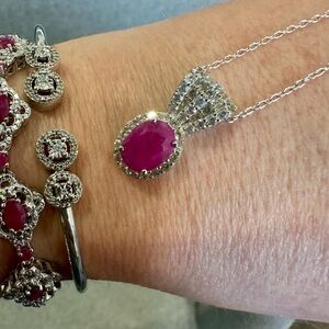 Elegant Ruby and White Zircon Necklace